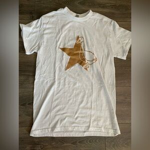 Sz S white shirt with glittery gold star and duck
